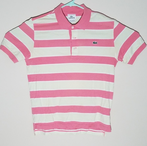 Lacoste Other - LACOSTE Mens Size 3 XS Pink, Yellow, & White polo